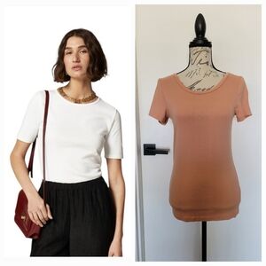 J. Crew Perfect Fit Salmon Pink Cotton Tee Short Sleeve T-Shirt M/L‎ LIKE NEW